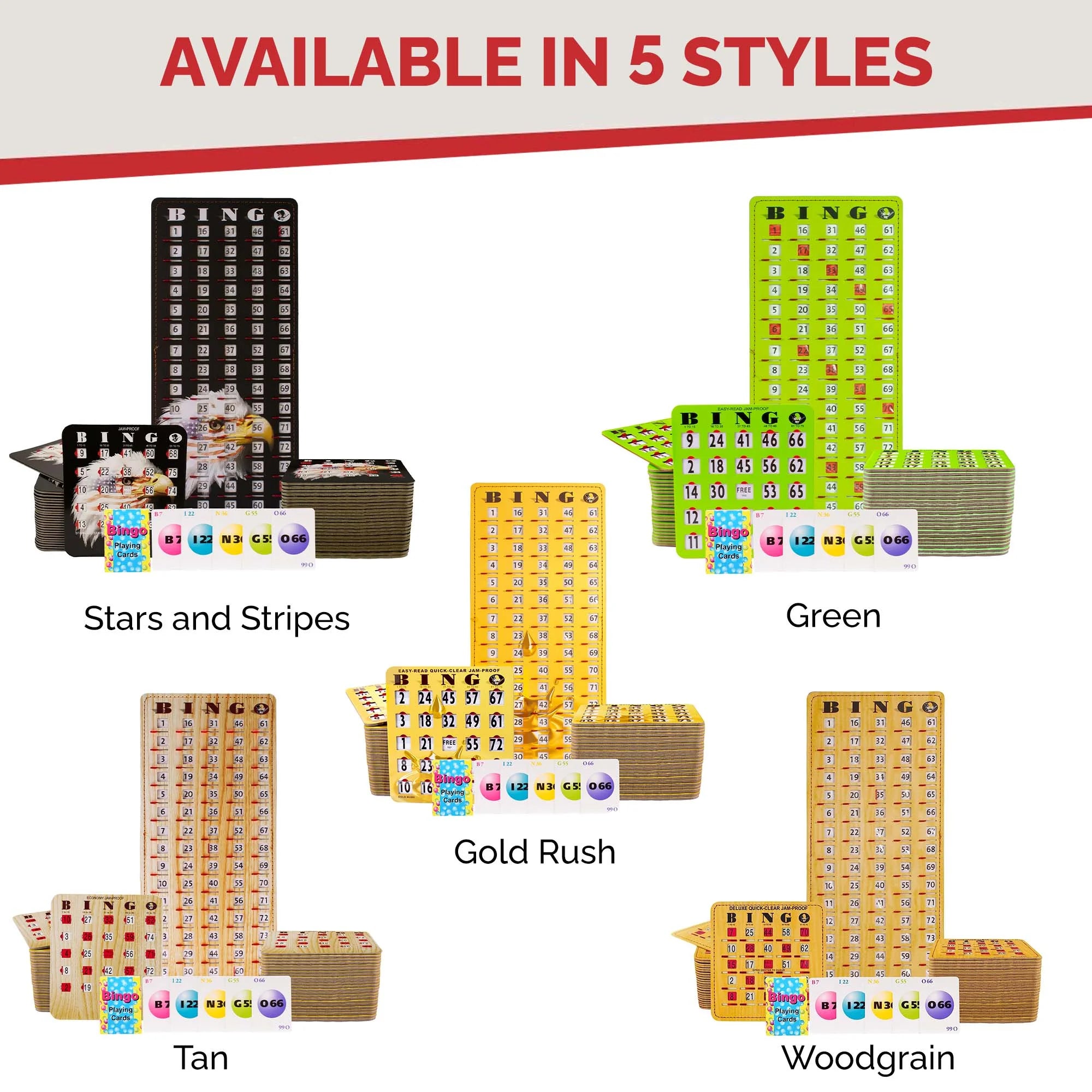 50 Reusable Shutter Bingo Cards with Sliding Windows F7385