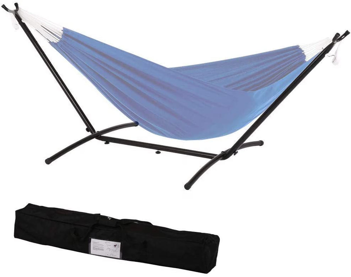 Black Steel Double Hammock Stand with Carrying Case X185648
