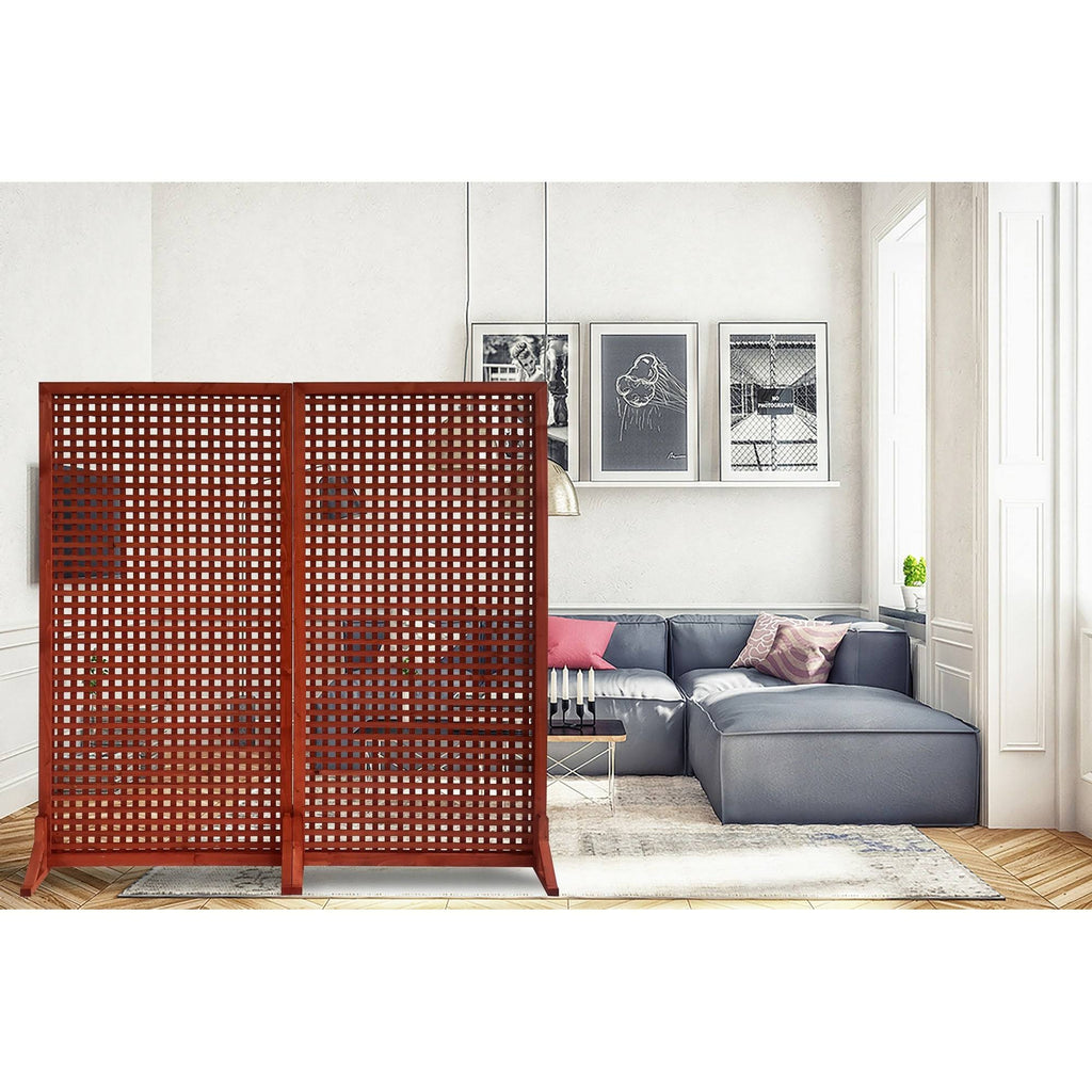 Red Solid Wood Privacy Screen Room Divider, Set of 2pc B7100