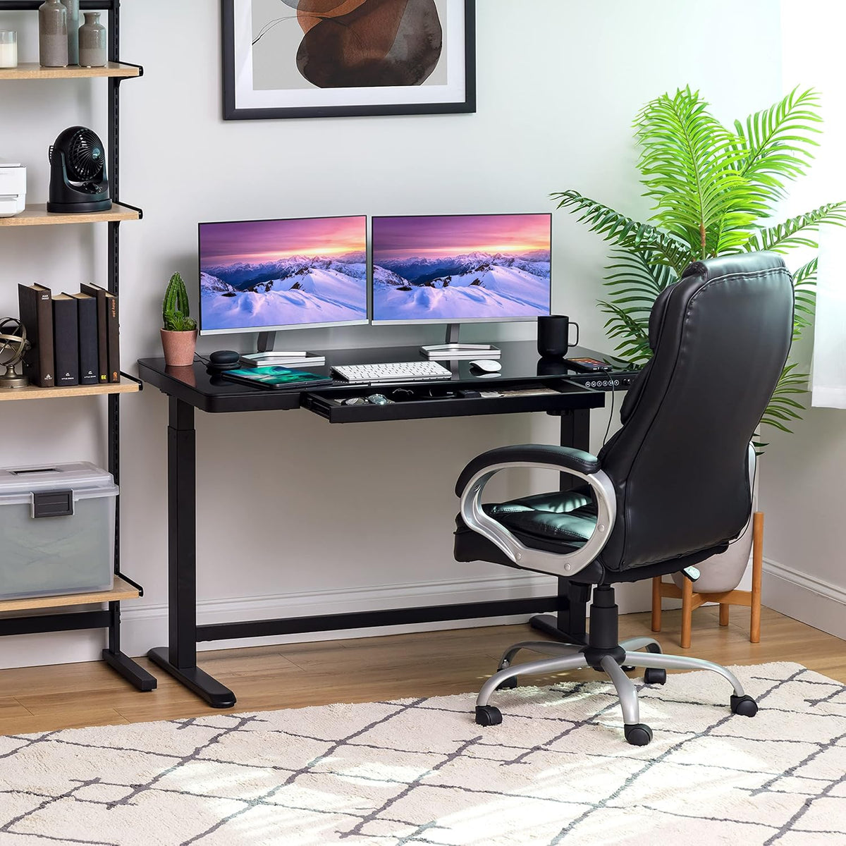 48 x 24 Inch Electric Height Adjustable Standing Desk with Drawer and USB Ports D61385