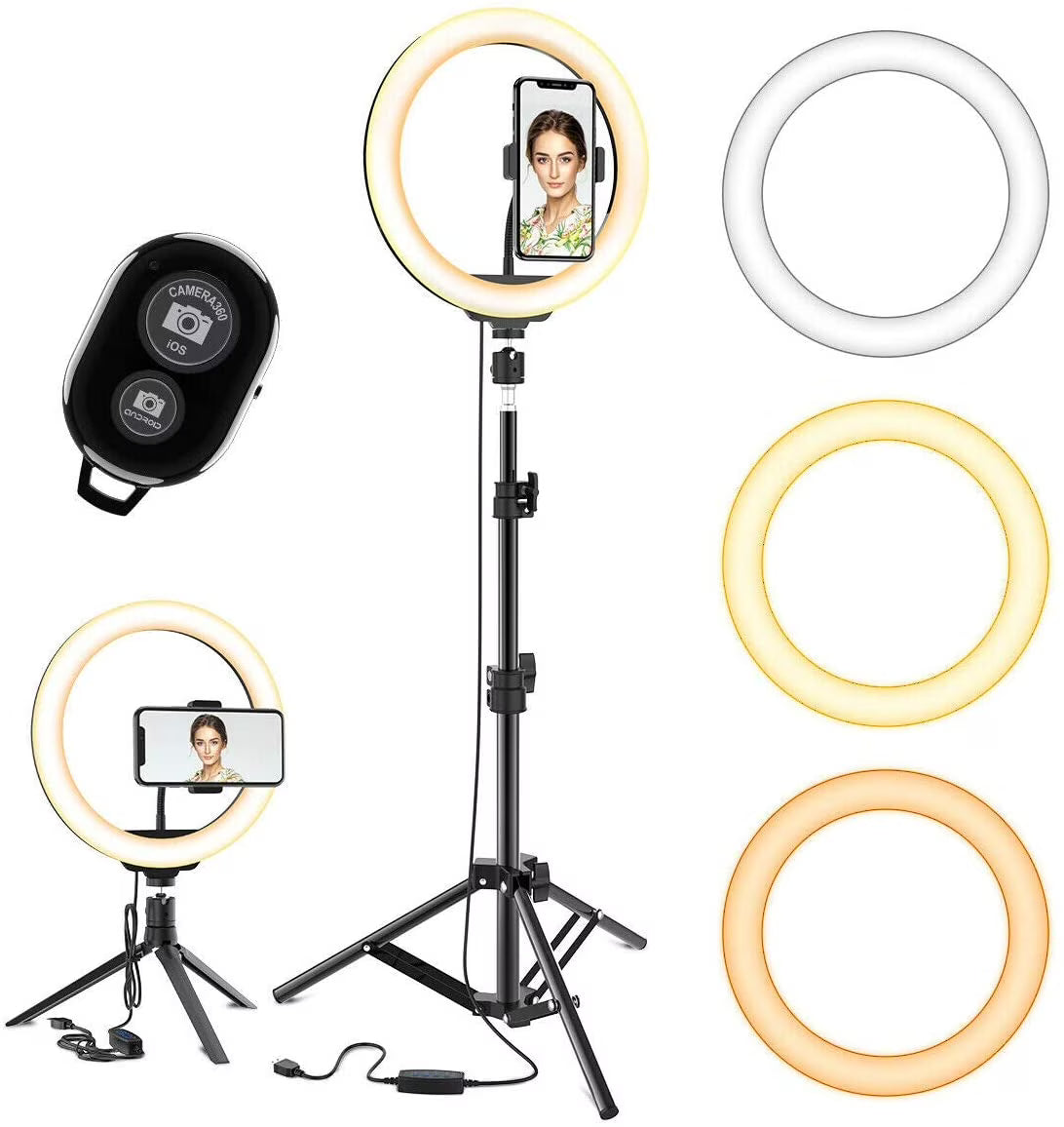 10" LED Ring Light with Tripod Stand Phone Holder E53770