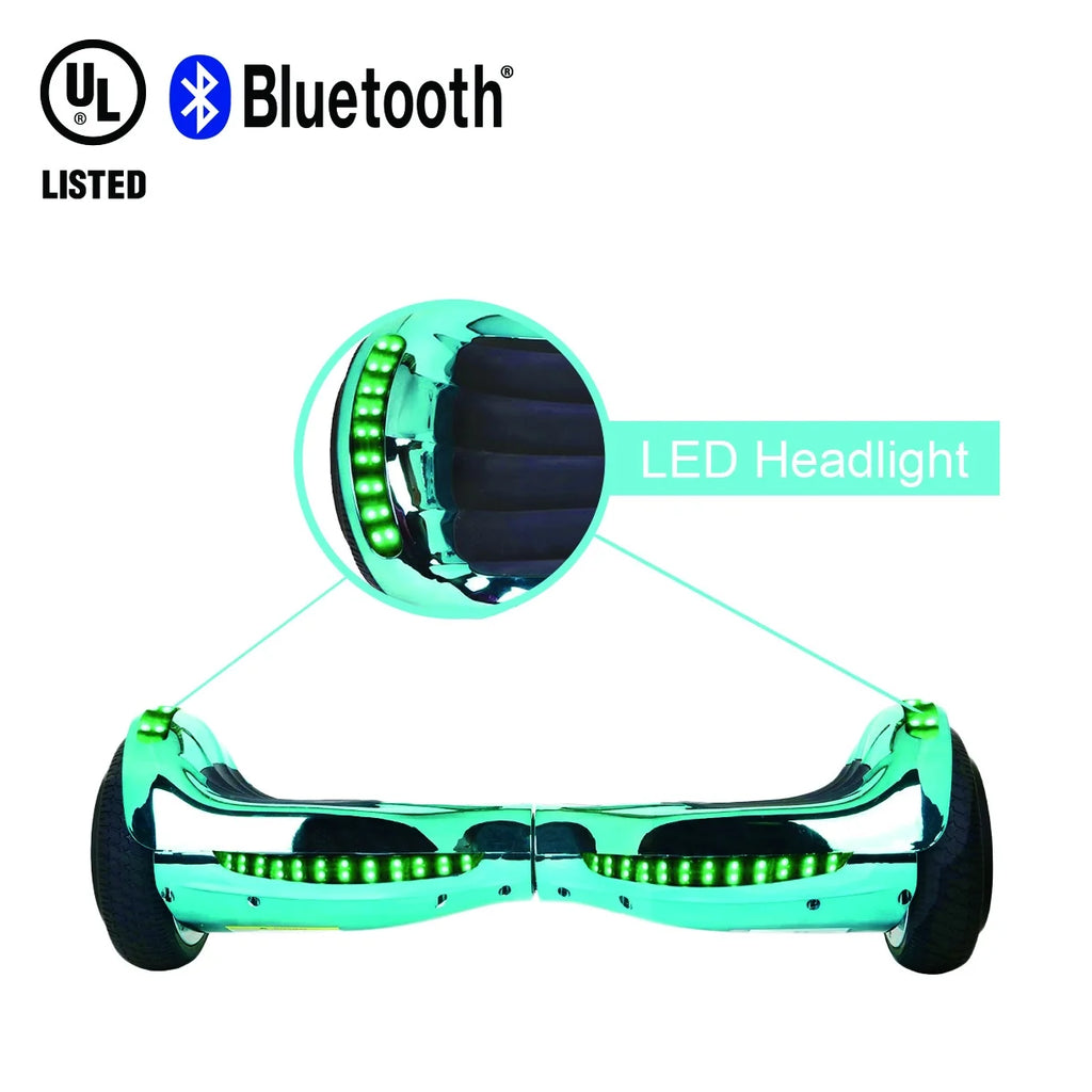 Chrome Turquoise LED Flash Wheel Hoverboard Y1028