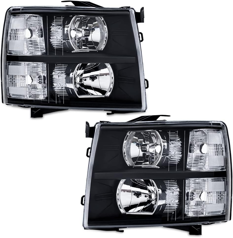 Headlights with Clear Lens Chrome Housing Amber Reflector O8803