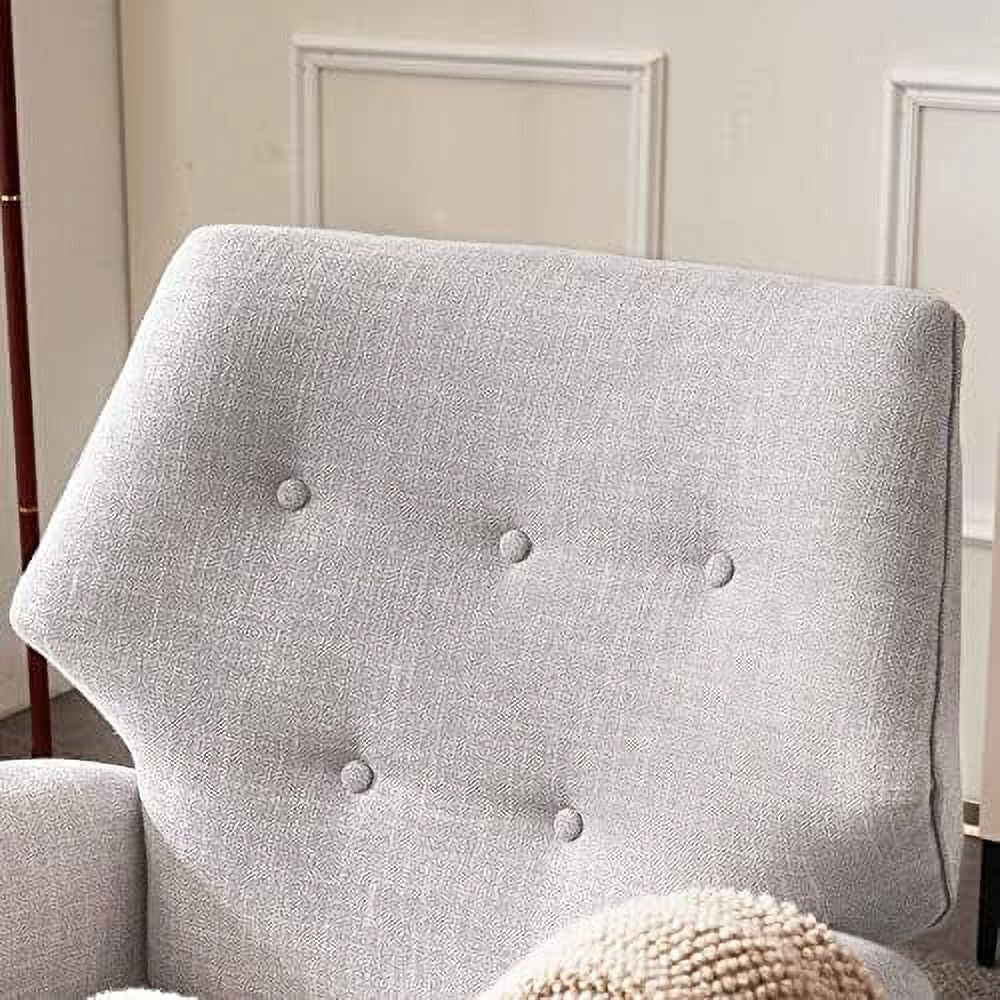 Chenille-Black&White Upholstered Fabric Armchair with Wood Legs U5185