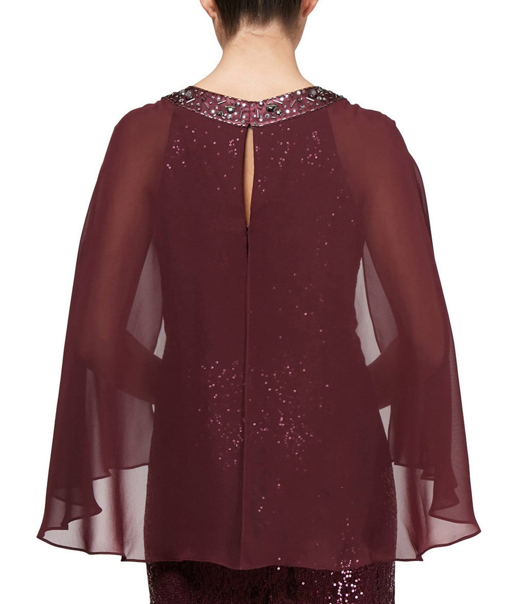 Sequined Cape Gown L396