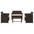 4 Piece Poly Rattan Outdoor Sectional Sofa Set with Coffee Table O2135