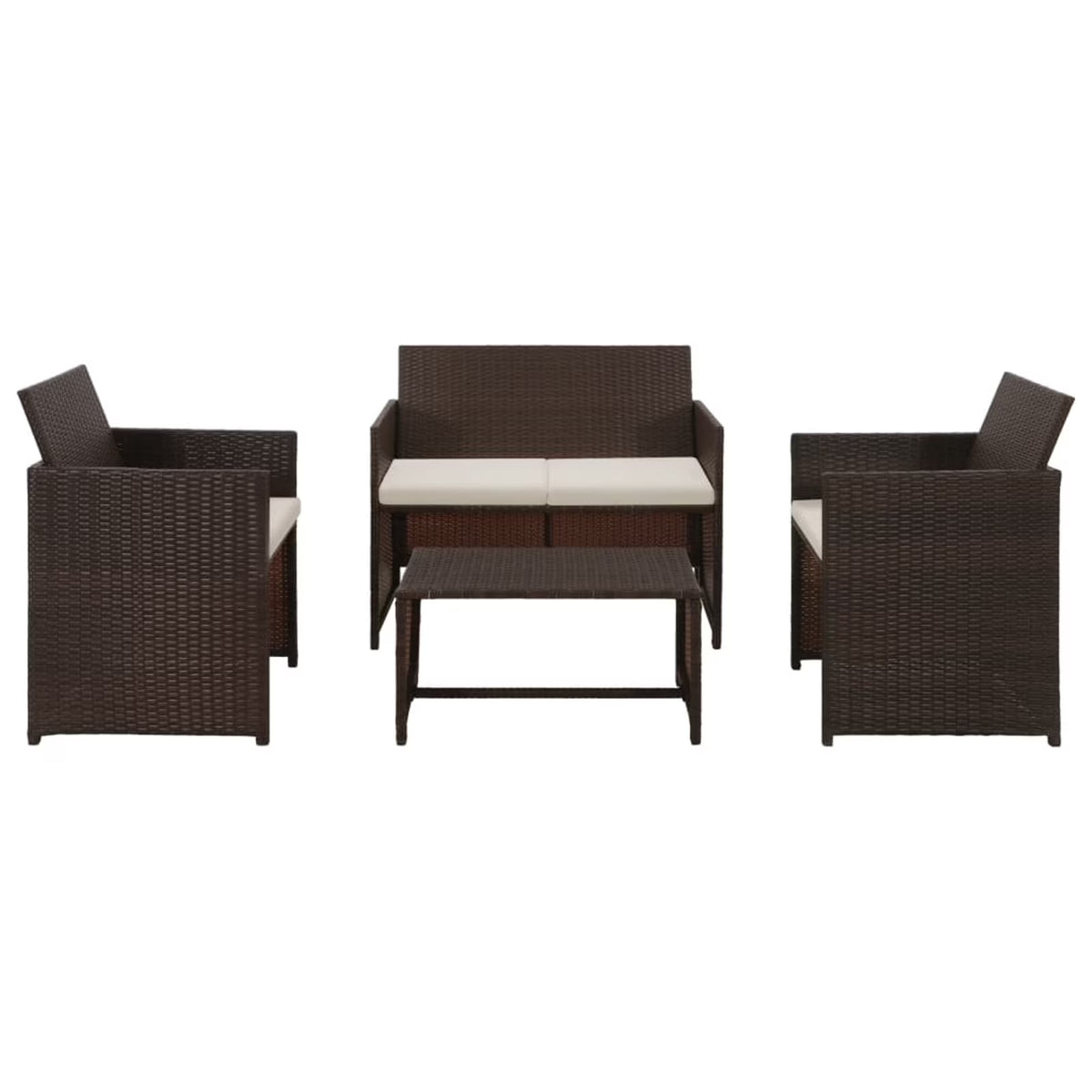4 Piece Poly Rattan Outdoor Sectional Sofa Set with Coffee Table O2135