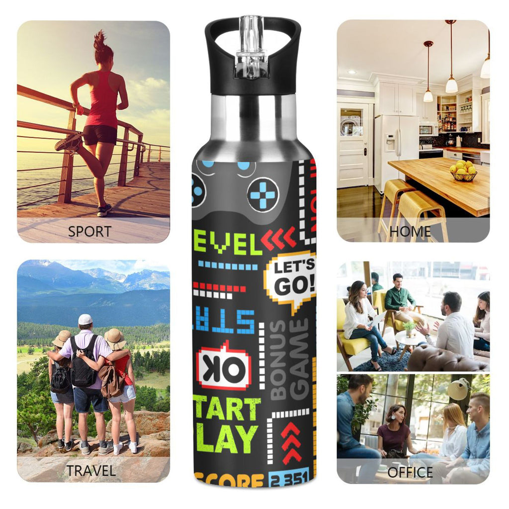 Stainless Steel 20 OZ Vacuum Insulated Water Bottle with Straw Lid X144