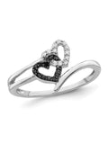 Black & White Diamond Accent Heart Promise Ring in Sterling Silver K6527
