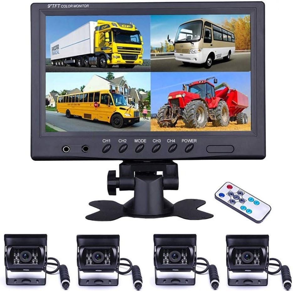 7 Inch 4 Split Monitor with 4 Cameras Waterproof Auto Camera with Cables W10090