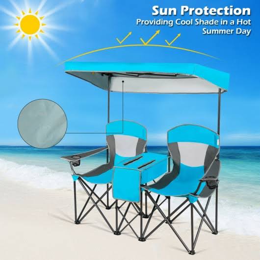 Blue Folding Camping Canopy Chair with Cup Holder Y921