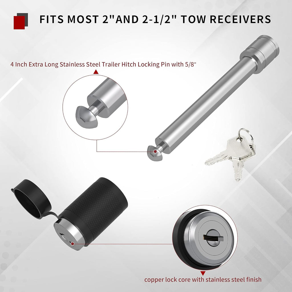 Adjustable Trailer Hitch Ball Mount, 2-Inch Receiver, 10-Inch Drop, Forged Aluminum Shank, 2-Inch and 2-5/16-Inch Combo Stainless Steel Tow Balls R455935