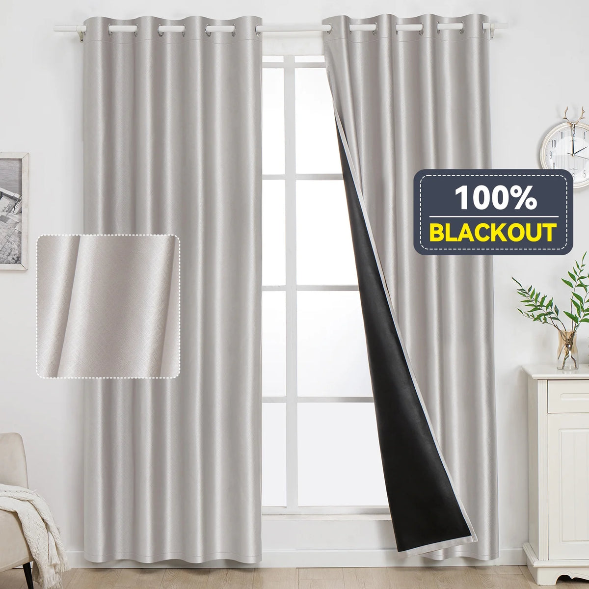 Silver Grommet Blackout Curtain Single Panel 52x95 inch F23324