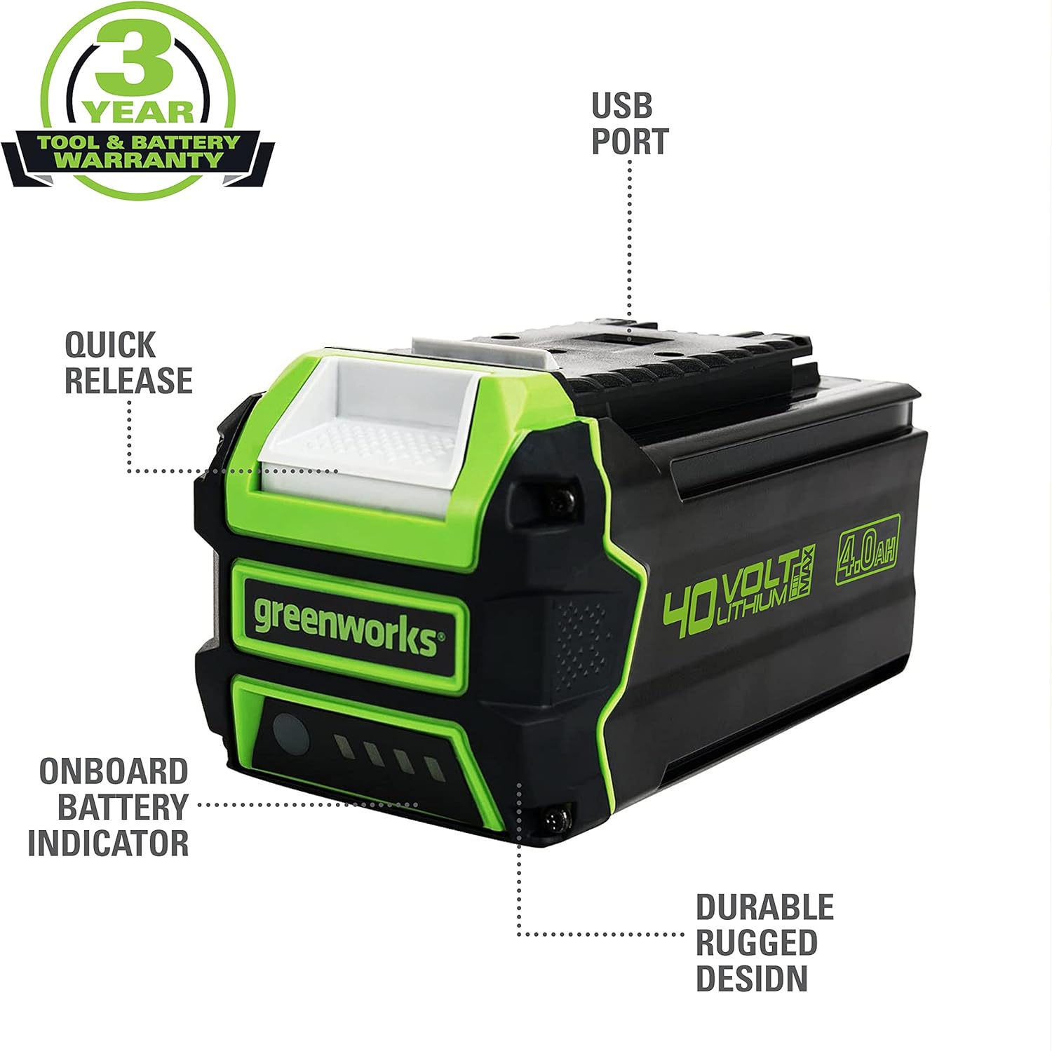 40V 4.0Ah USB Lithium-Ion Battery G1069