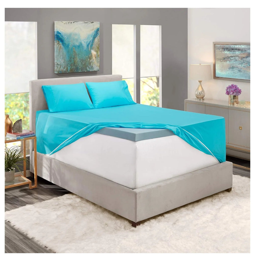 Bright Blue 4 Piece Queen Size Deep Pocket Sheet Set Z686682