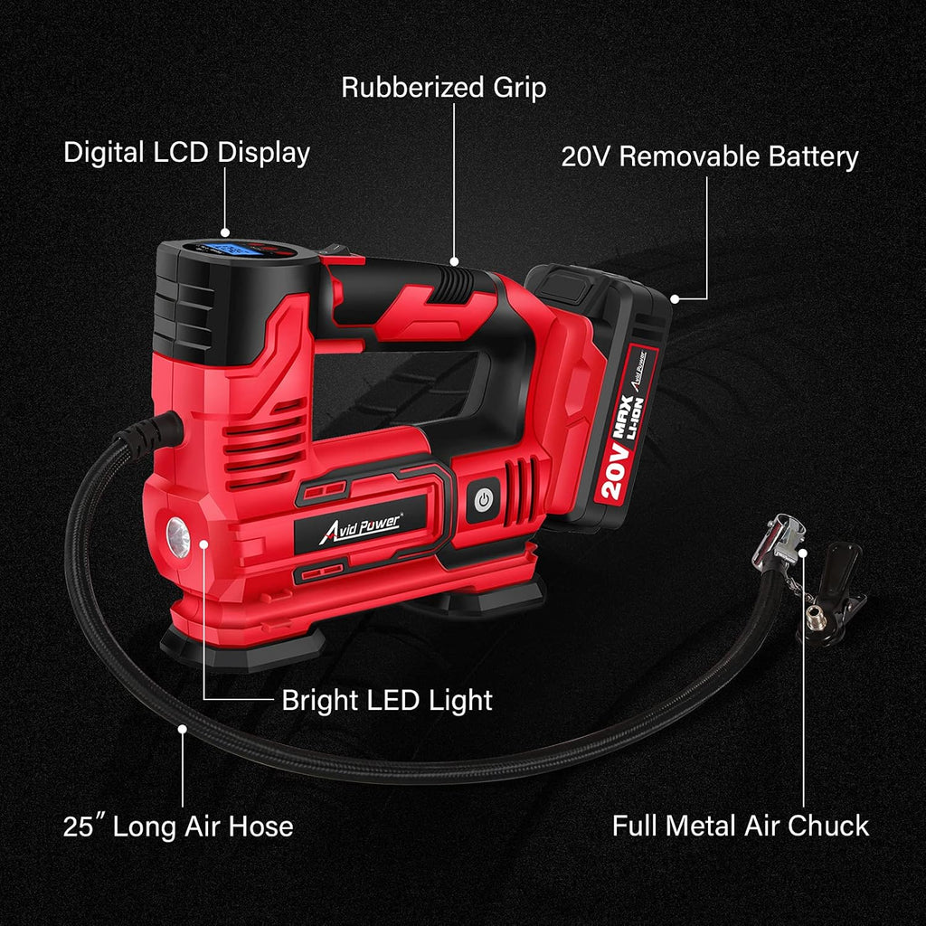 20V Cordless Tire Inflator with Digital Pressure Gauge T663913