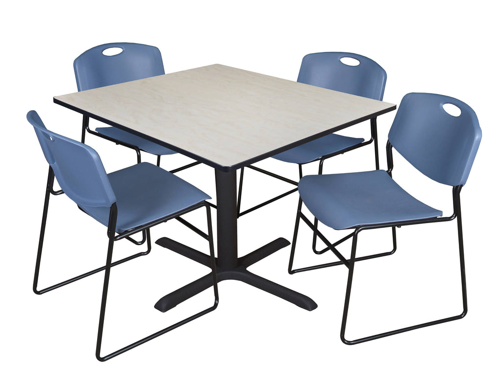 Square Breakroom Table with 4 Stack Chairs A74148