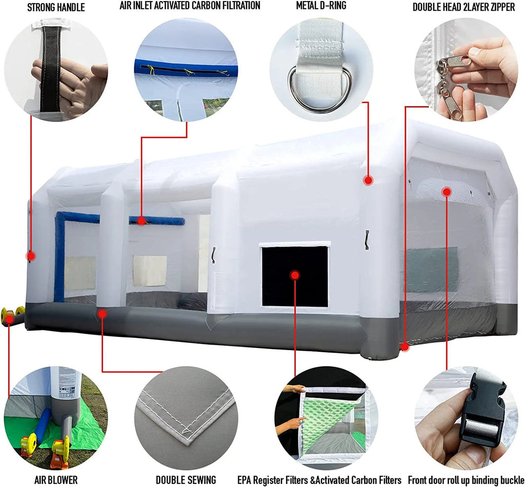 Inflatable Paint Booth 33X20X15Ft Portable Spray Booth Tent With 2 Big Blowers A97150