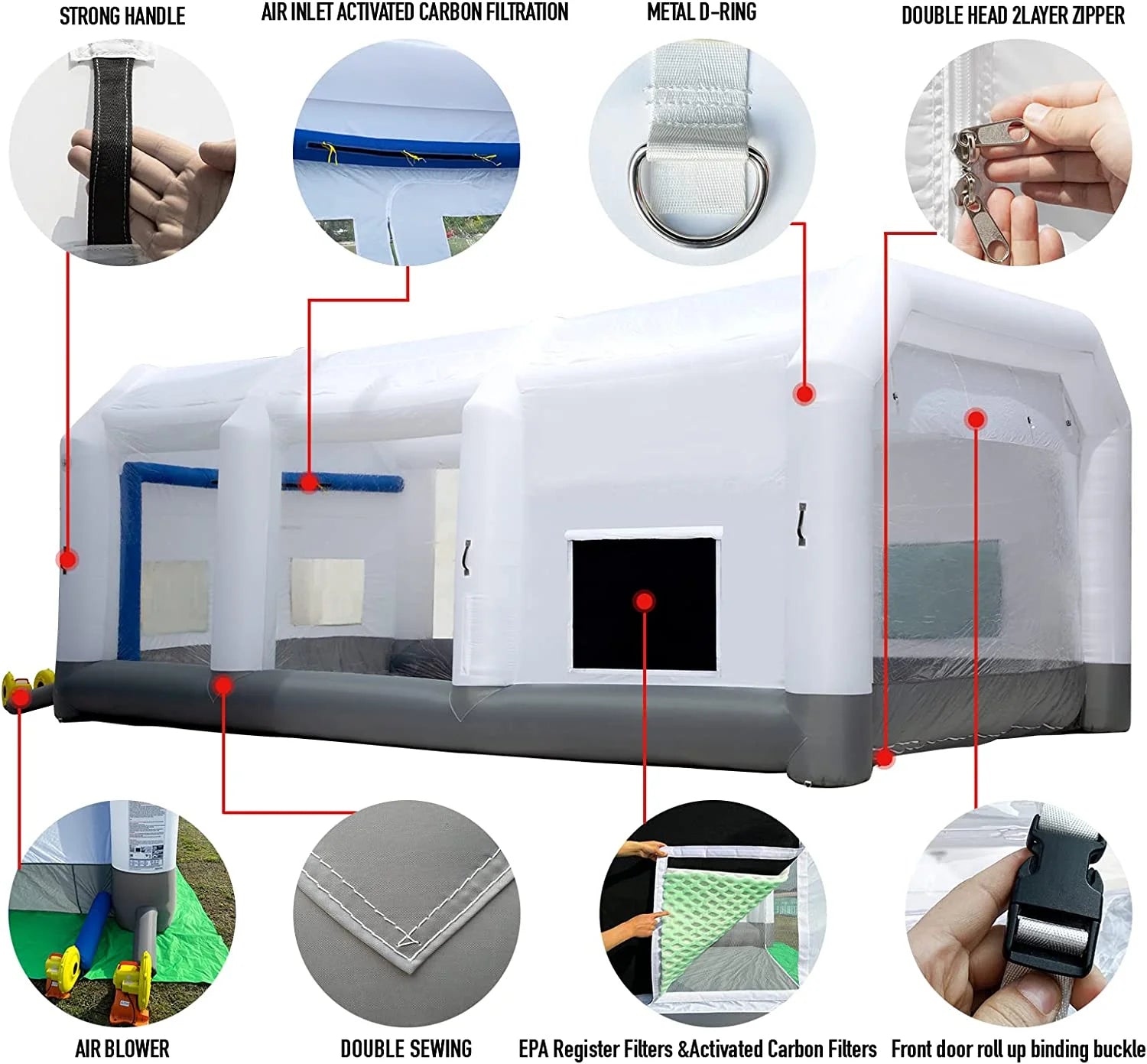 Inflatable Paint Booth 33X20X15Ft Portable Spray Booth Tent With 2 Big Blowers A97150