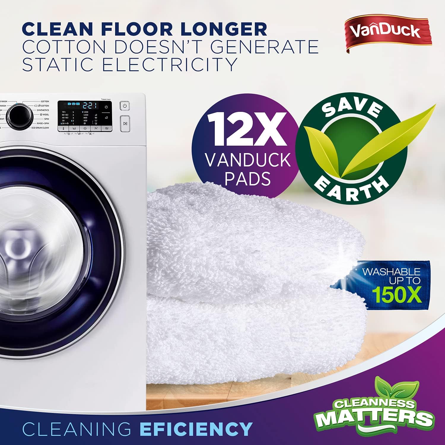 Cotton Terry Mop Pad 15x8 inch 12-Pack Y69841