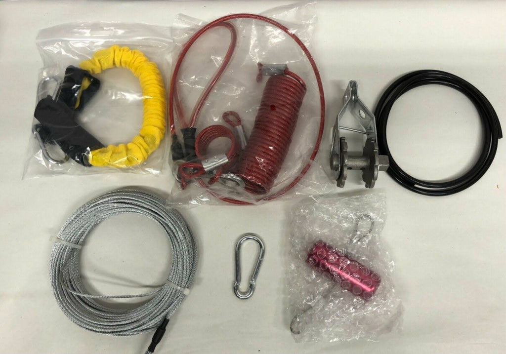 Stretching Coil Cable with Anti-Shock Bungee Aerial Dog Tie Out B25764