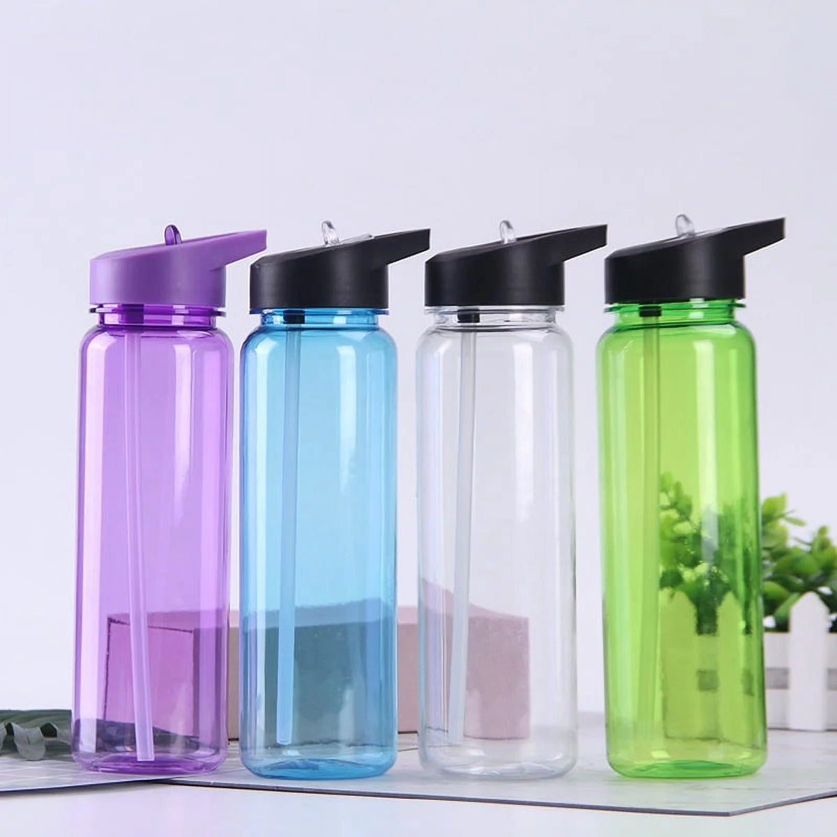 2 Pack Clear 27 oz Plastic Sports Bottle A52298