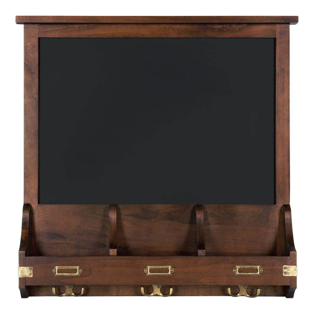 Decorative Rustic Wood Home Organizer with Chalkboard, Pockets, and Key Hooks R686