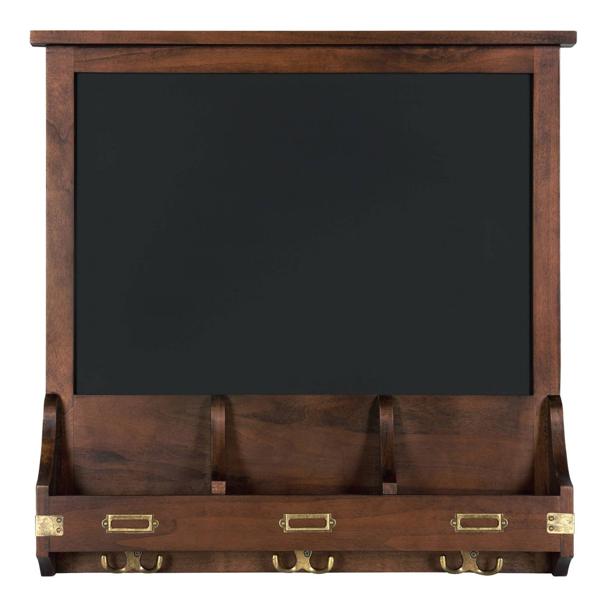 Decorative Rustic Wood Home Organizer with Chalkboard, Pockets, and Key Hooks R686
