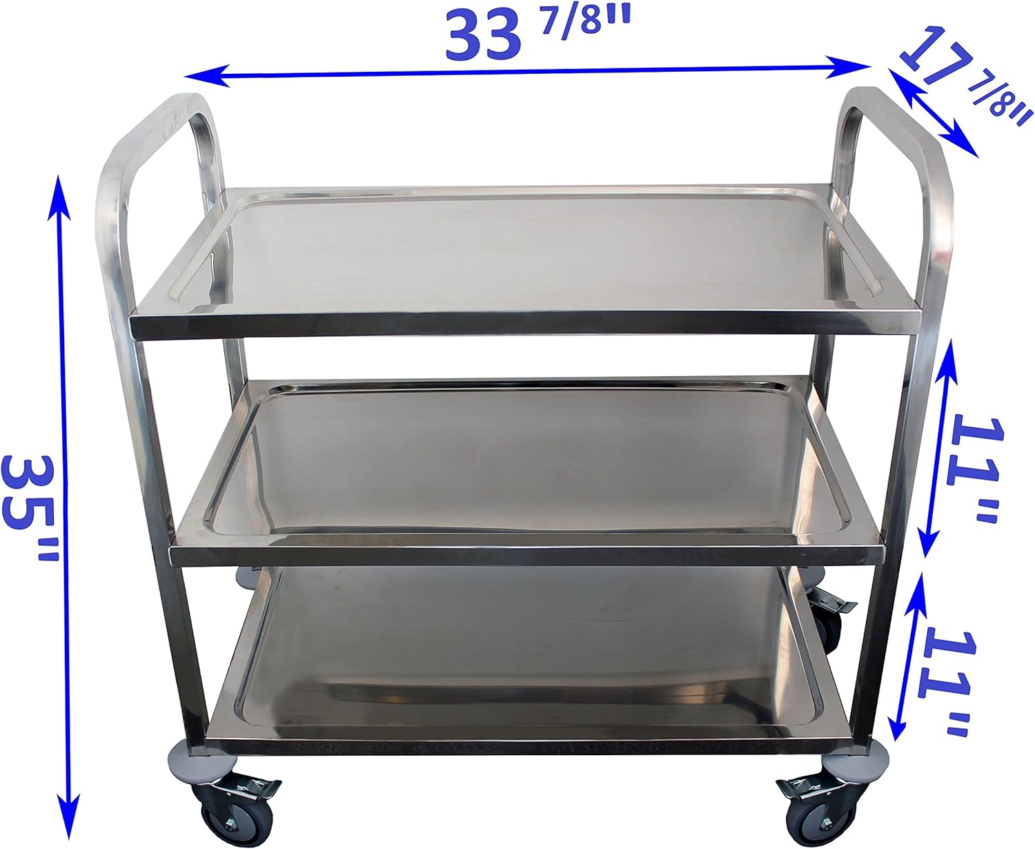 Stainless Steel 3 Shelf Heavy Duty Utility Cart on Wheels X988782