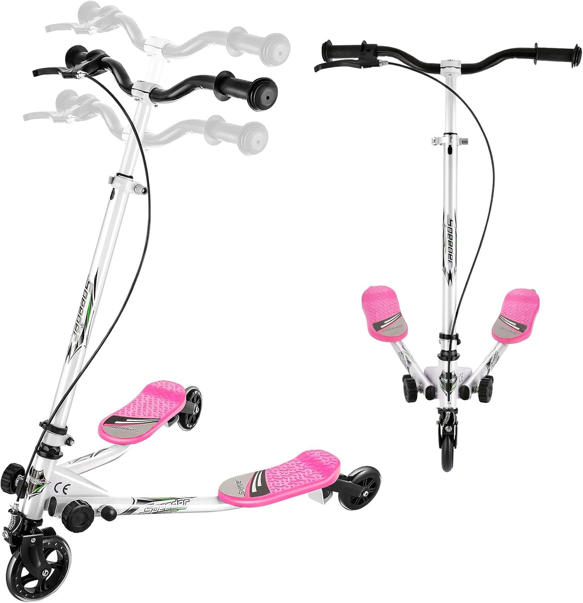 Foldable 3 Wheel Wiggle Scooter with Adjustable Height Handle, Pack of 2 N68096