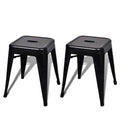 2 Pcs Stackable Metal Black Stools Q286