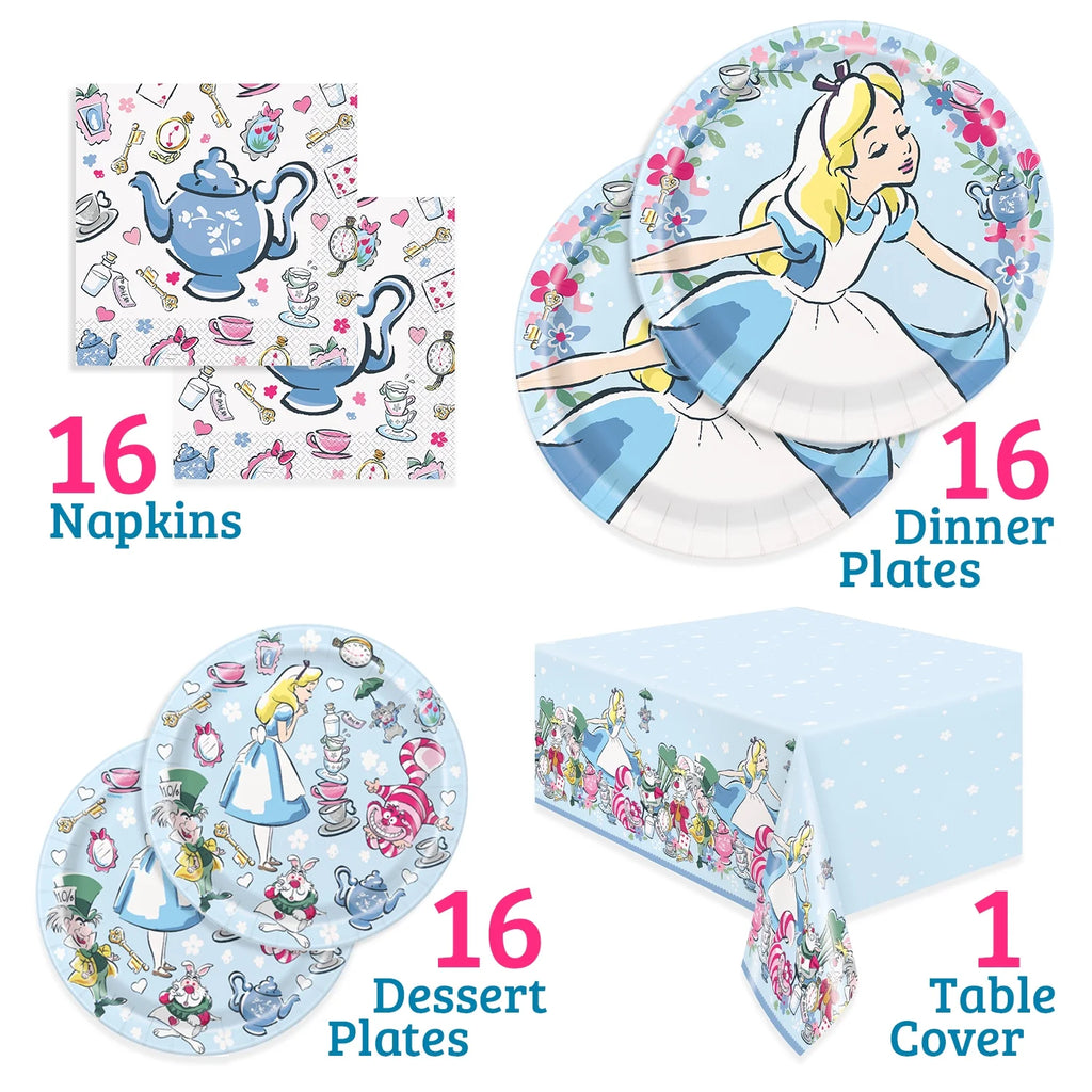 Large Paper Plates, Dessert Plates, Napkins & Table cover Birthday Tableware Set Q265951