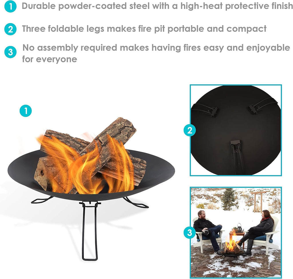 Portable Folding Wood-Burning Steel Fire Pit E6034
