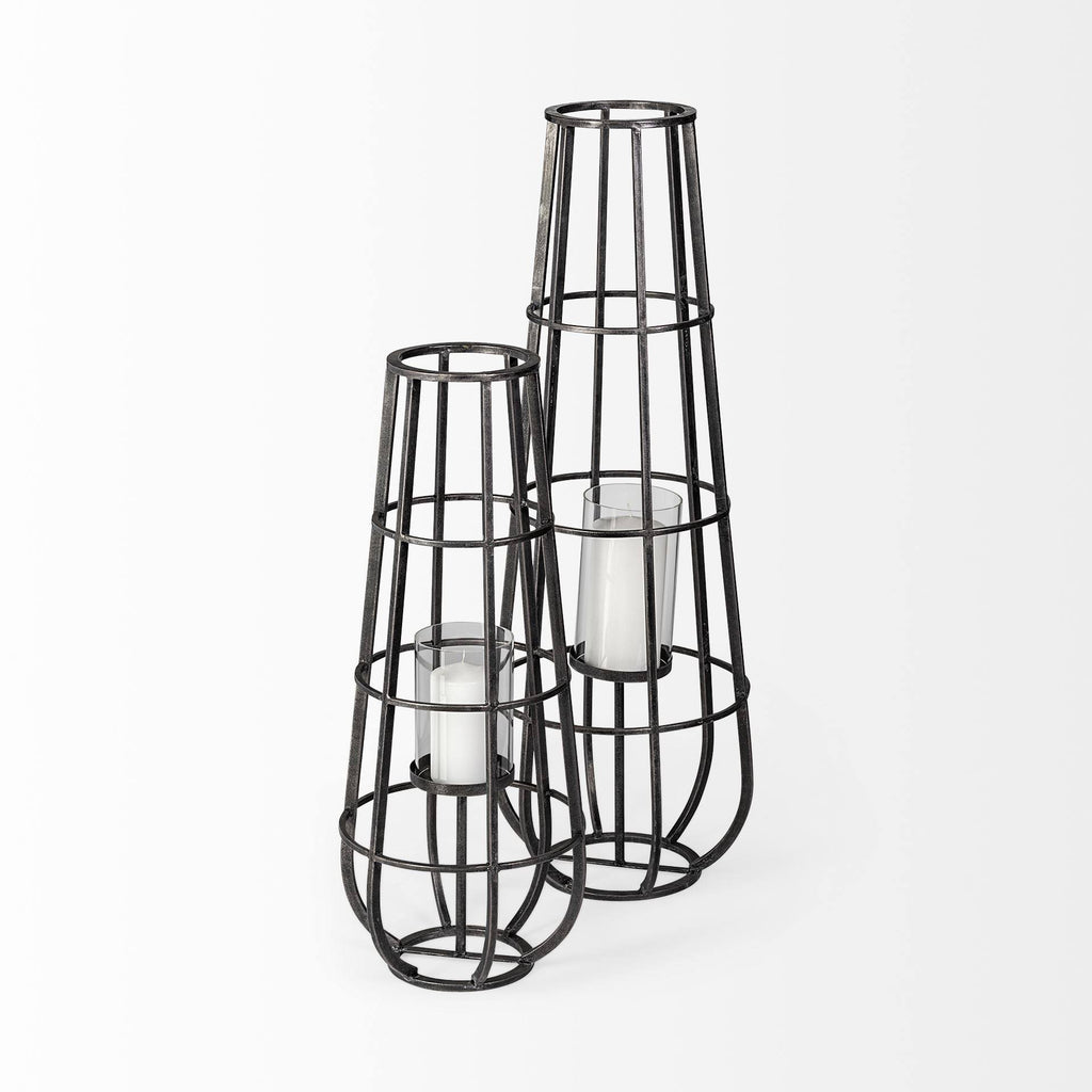 Black Metal Candle Holder Lantern C799