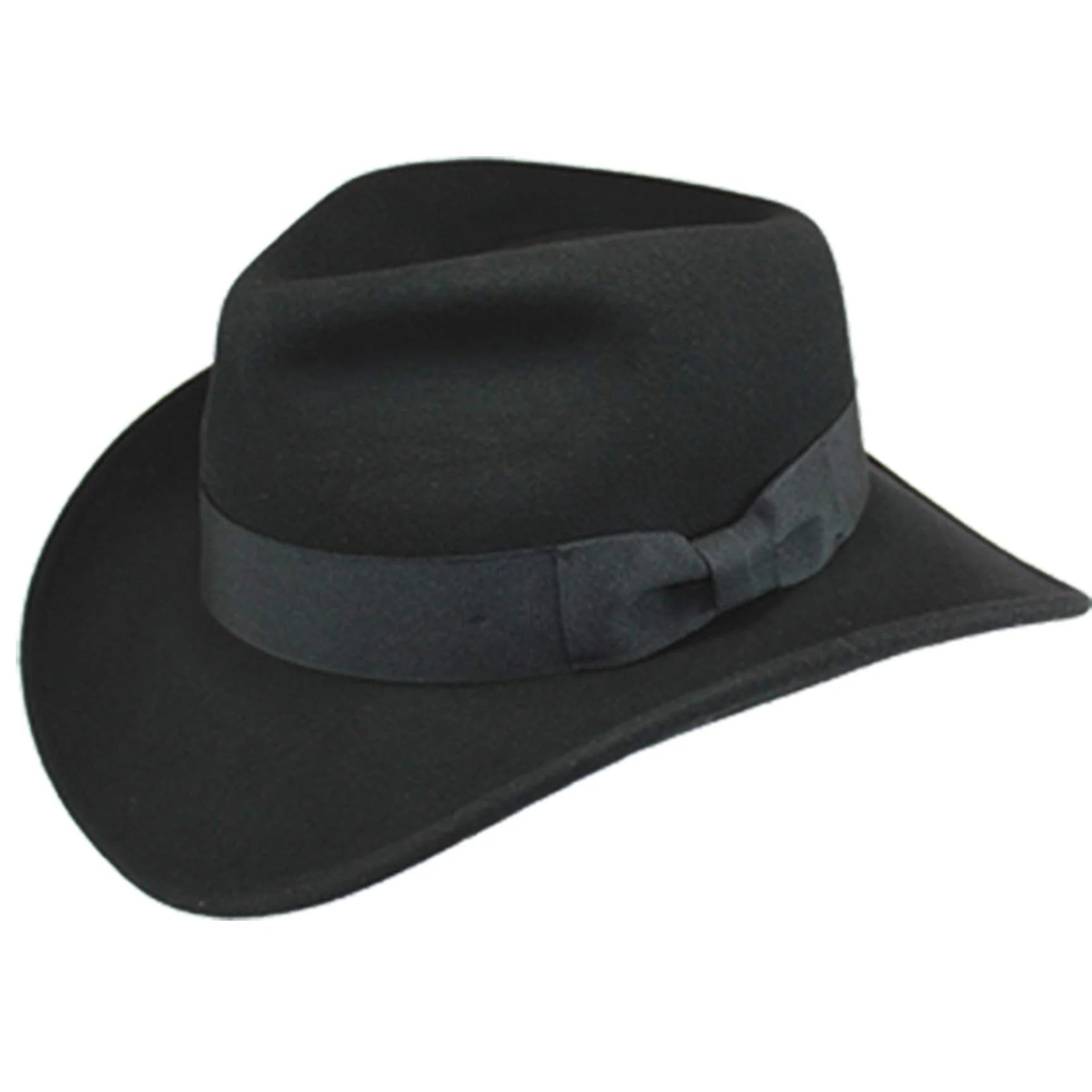 Wool Felt Outback Fedora with Faux Leather Band A827