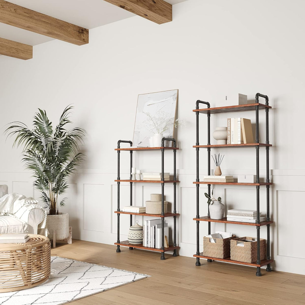 5-Tier Solid Pine Open Wood Bookcase, Brown M575861