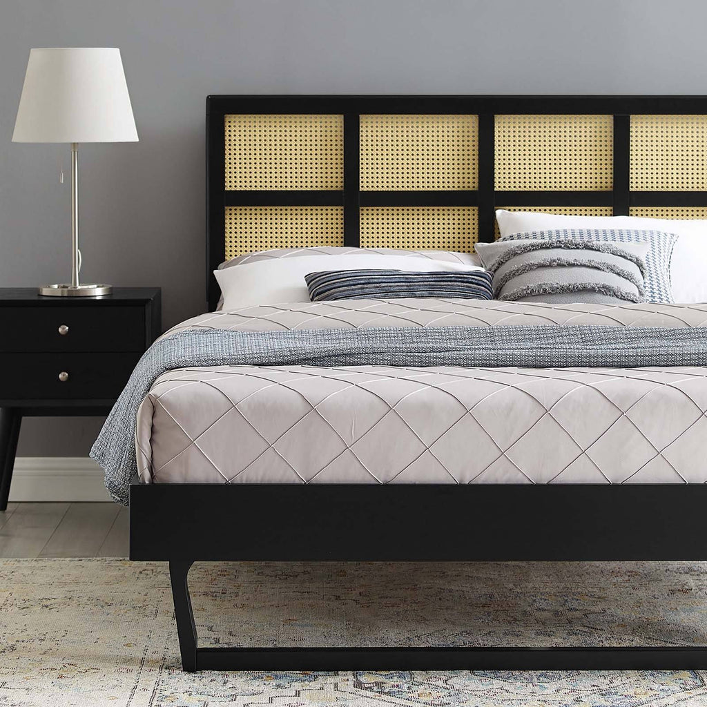 Black King Platform Bed with Angular Legs V629