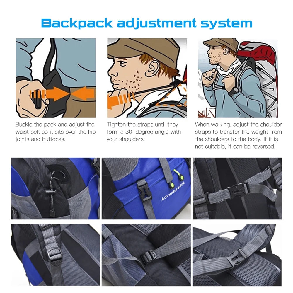 50L Water-resistant Hiking Backpack Daypack M3655