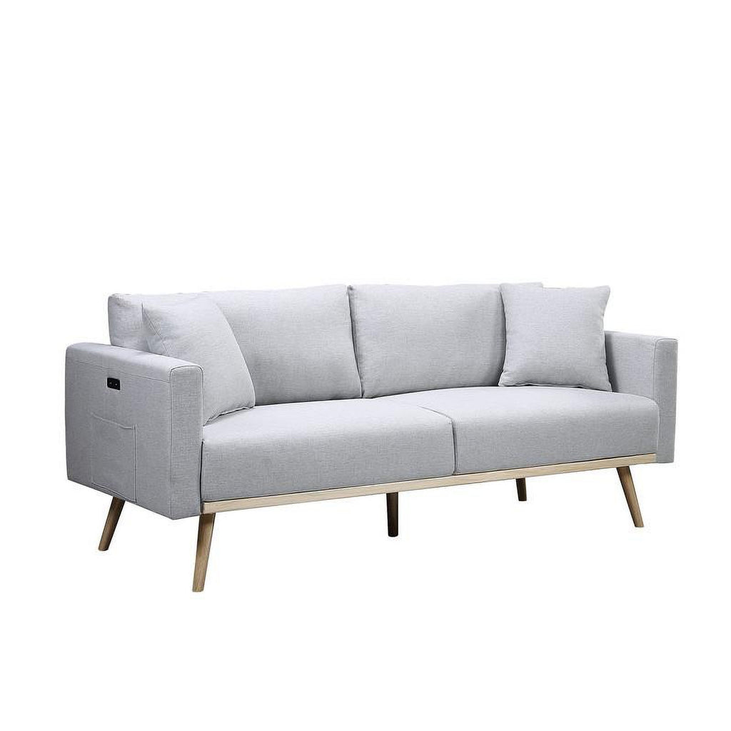 Light Gray Fabric Sofa Loveseat Set with USB Ports W629173