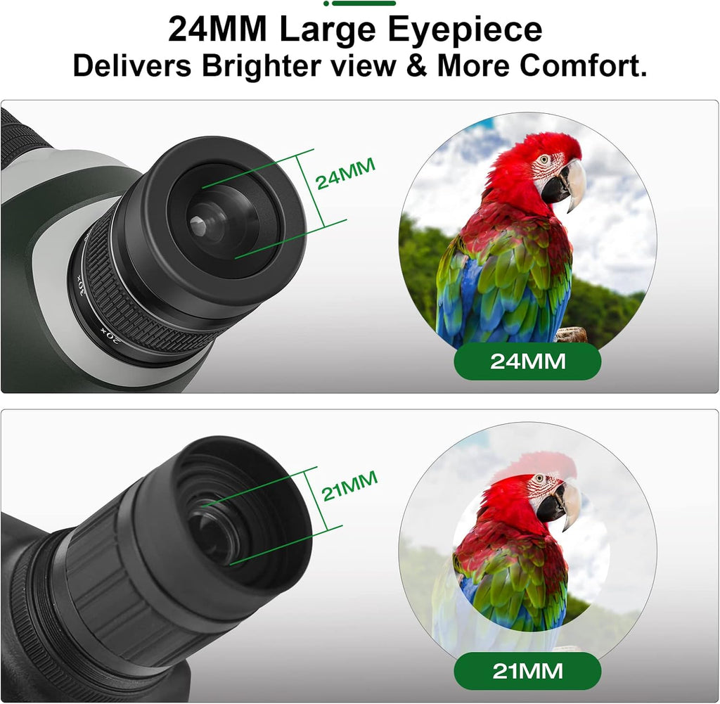 20-60X80 Spotting Scope with Tripod, Carry Bag, Dual Focusing and 24MM Big Eyepiece Q945