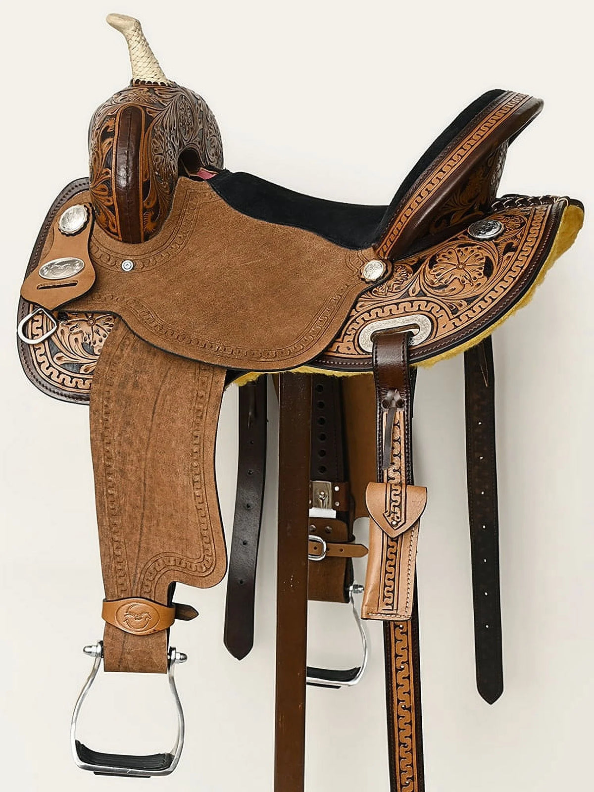 Dark Brown Leather Saddle Set with Reins L426754