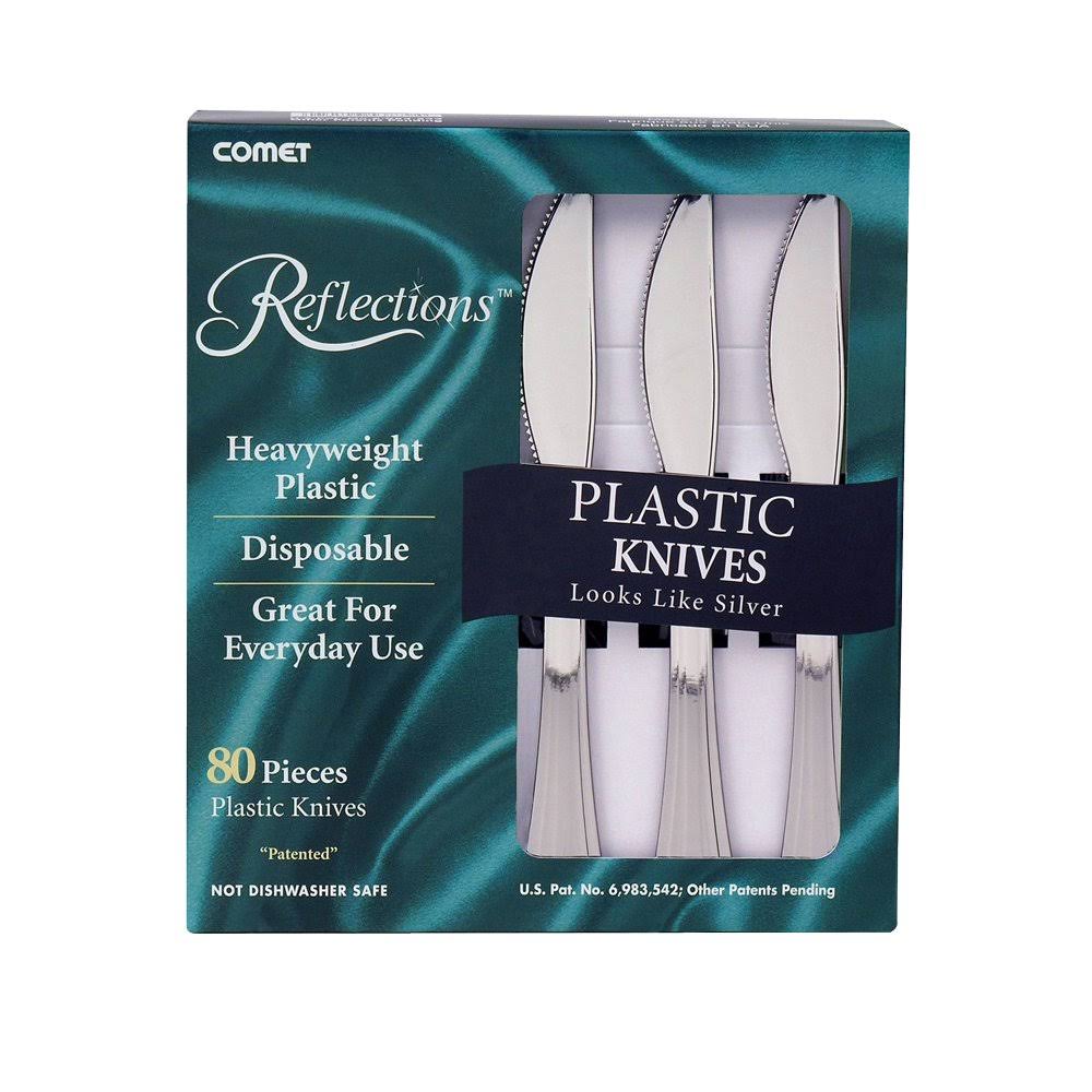 80 Piece Silver Plastic Knives V979204
