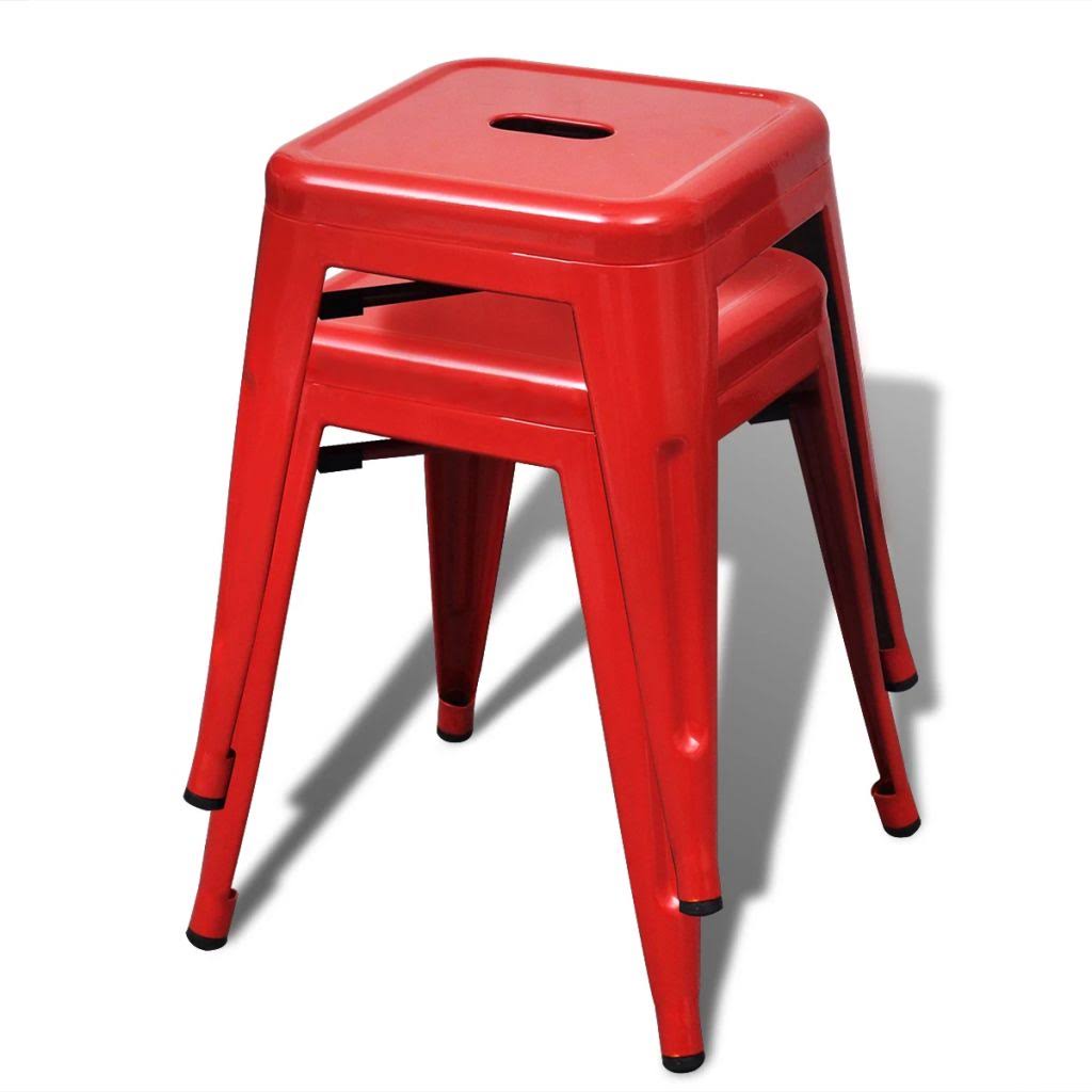 2 Pcs Stackable Metal Black Stools Q286
