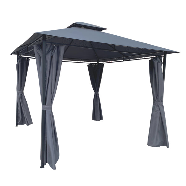 Gray 10x10 Ft Outdoor Gazebo Tent With Curtains O513