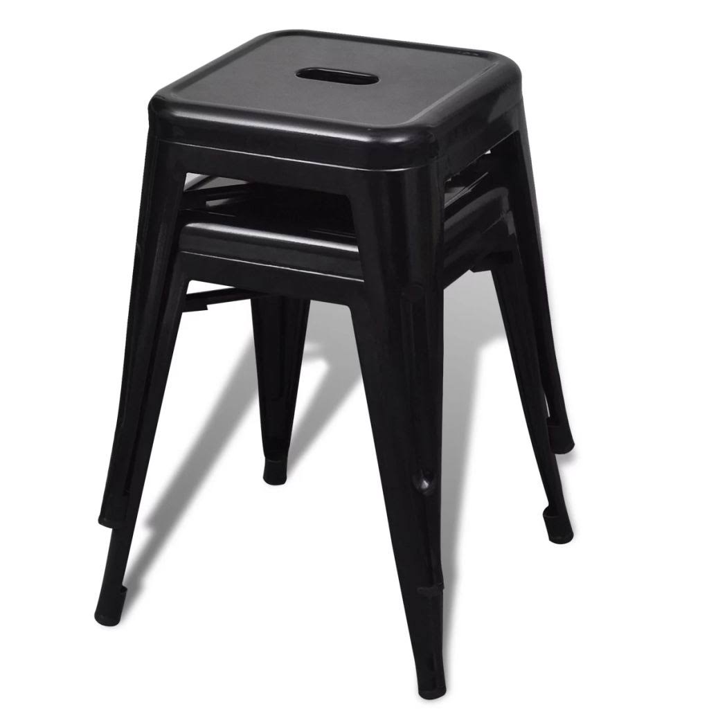 2 Pcs Stackable Metal Black Stools Q286