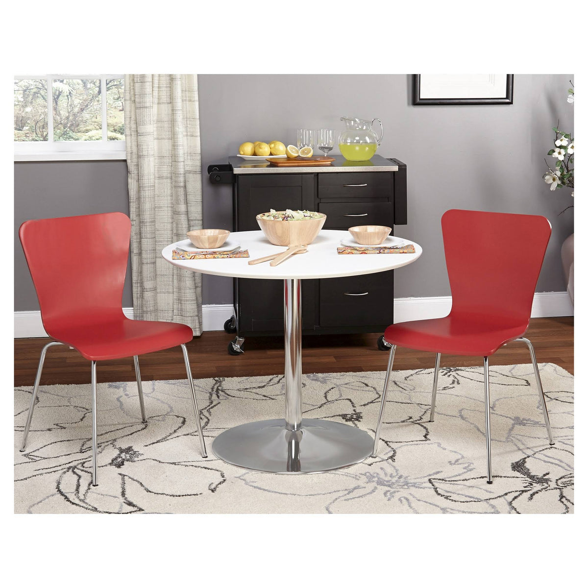 White Red 3 Piece Dining Set E346446