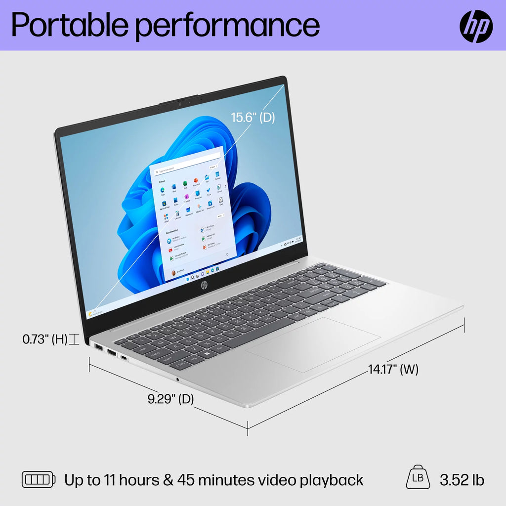 15.6" Laptop, Intel Processor N200, 4GB RAM, 128GB UFS, Natural Silver, Windows 11 Home T934465