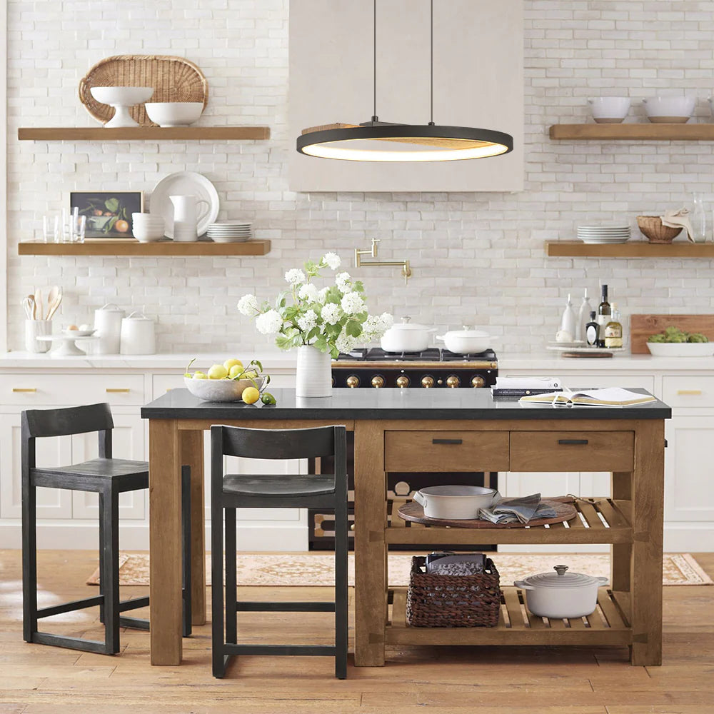 LED Circle Round Wood Pendant F8521