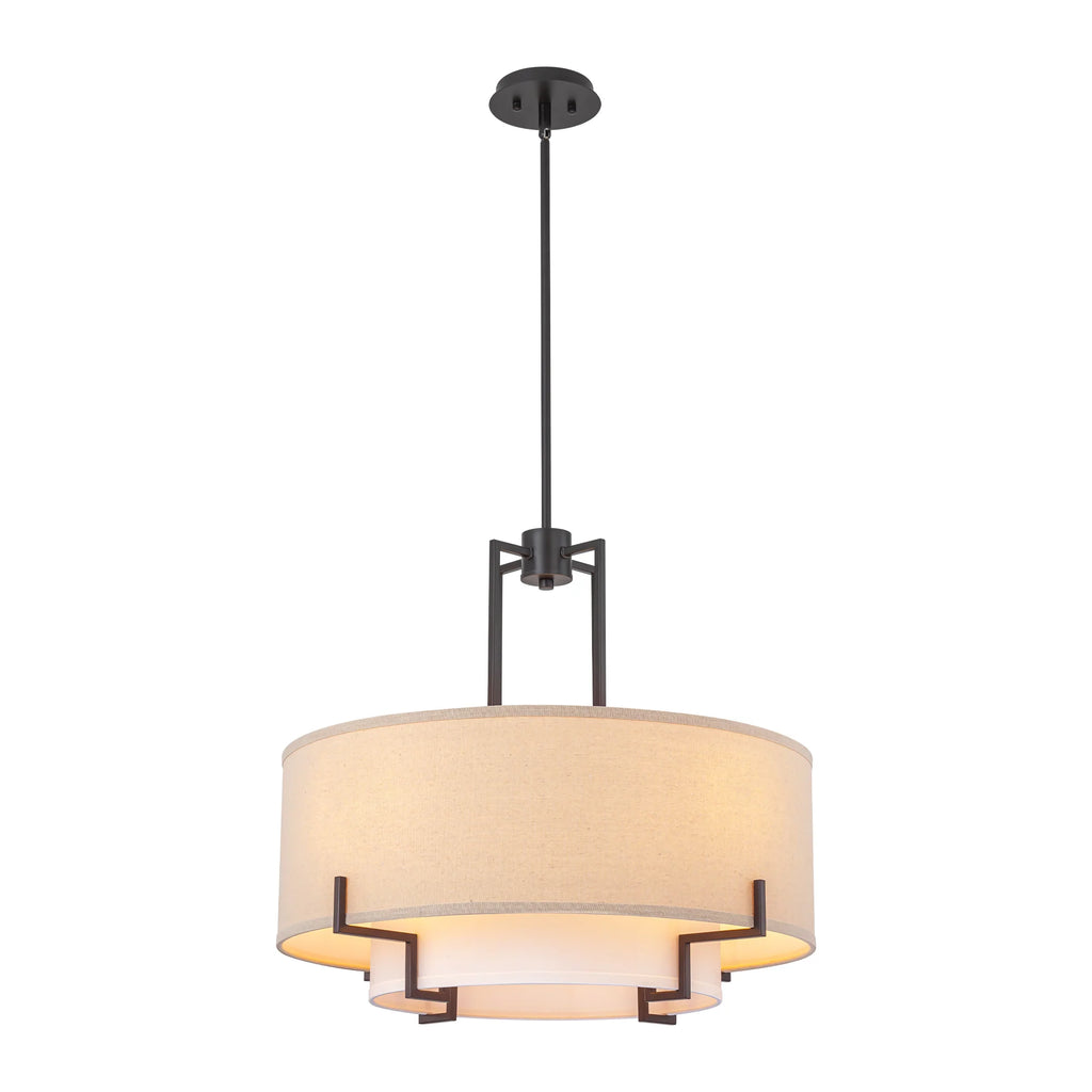 4-Light Dimmable Fabric Drum Shaded Chandelier M984380