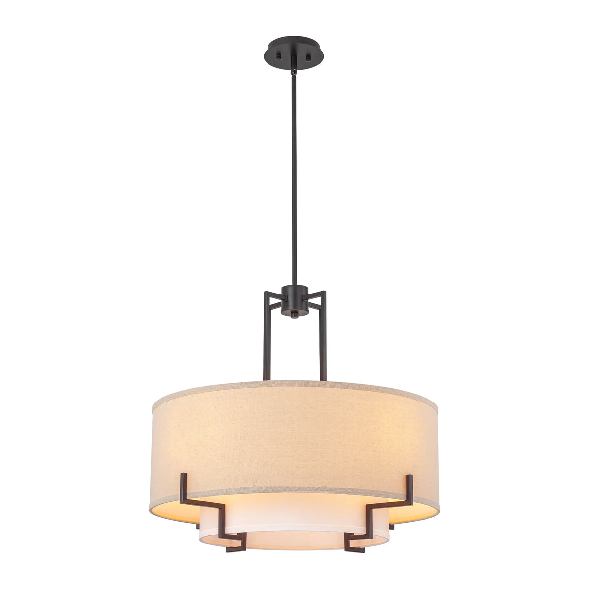 4-Light Dimmable Fabric Drum Shaded Chandelier M984380